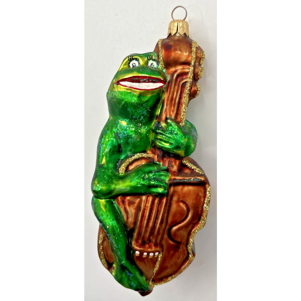 Christopher Radko Jeremiah Frog Bass‎ Cello Blown Glass Ornament U255